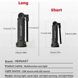 1pc cob led luz de trabalho regulável usb recarregável lanterna led lâmpada inspeção com ímã & gancho 14500/18650 bateria tocha luz