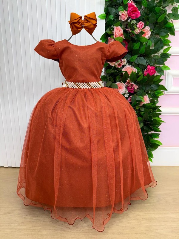 Vestido Glamour - Terracota Brilhoso