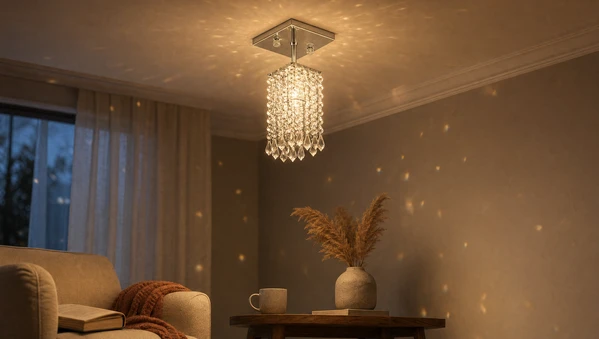 Luminária de Teto com Detalhes em Cristais Acrílicos Elegantes