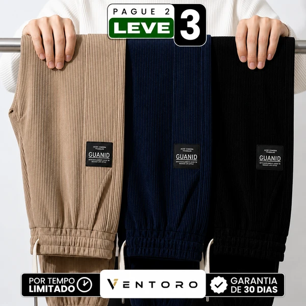 [Leve 3, Pague Só 2!] Calça Ares Térmica Masculina em Veludo Cotelê e Forro Peluciado de Isolamento e Modelagem Jogger