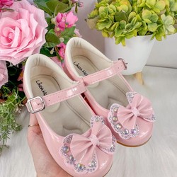 Sapatilha Flor Di MIla - Rosa Lacinho Strass