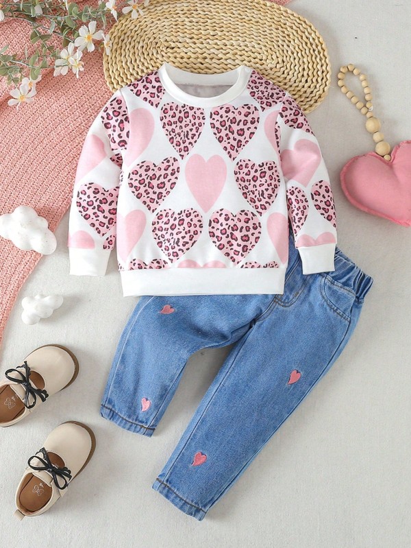 Conjunto Moletom e Jeans Leopardo Rose