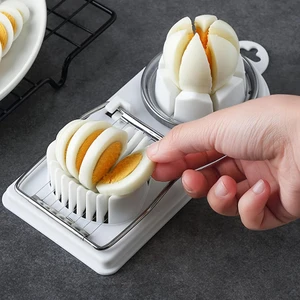 Cortador de ovo multifuncional com base pp, 2 em 1, fio de aço inoxidável, cortador de ovo para pendurar ferramentas acessórias de cozinha de alta qualidade