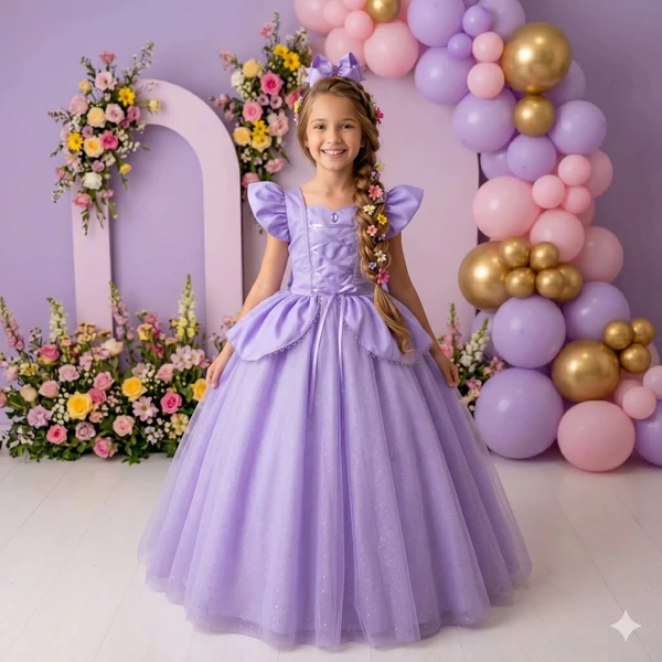 Vestido Fantasia Longo - Rapunzel 