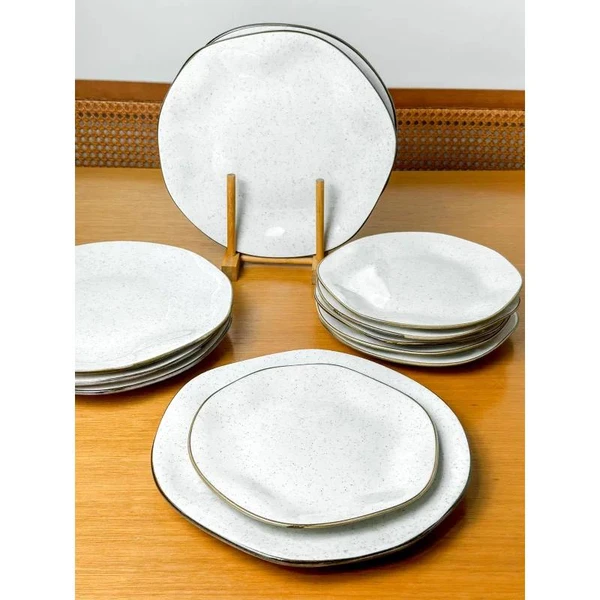 Kit 6 Pratos Rasos + 6 Pratos Sobremesa Ryo Maresia Oxford
