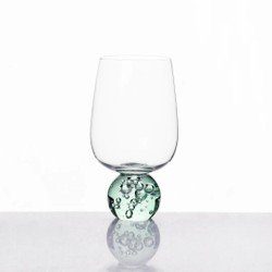 Jogo 6 Taças Base Esfera Verde e Transparente 580ml
