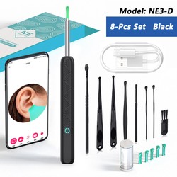 Limpador visual de cera de ouvido com câmera, endoscópio seguro para remoção de cera de ouvido com câmera de 5m, otoscópio luminoso, ferramentas de limpeza de ouvido, cuidados com os ouvidos