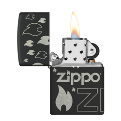 Isqueiro Zippo Black Matte Flame Z Design