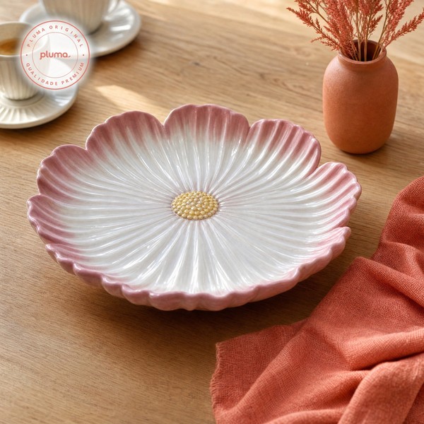 Boleira Flor de Aurora em Cerâmica - 27cm
