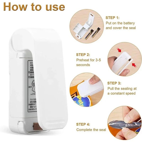 Mini saco de calor máquina selagem pacote aferidor sacos de plástico térmico saco de alimentos fechamento portátil aferidor embalagem de alimentos selador de calor