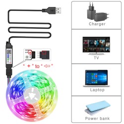 Luzes de tira led rgb 5m 10m 20m 30m luz da sala led com controle app fita flexível luces fita led para decoração do quarto