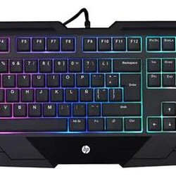 Teclado Gamer HP Preto LED RGB 4 Cores USB - K110