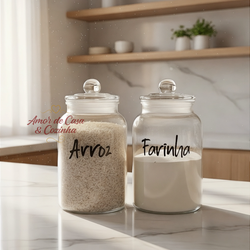 KIT 2 POTES DE VIDRO HERMÉTICO ARENA 1,5L PERSONALIZADO