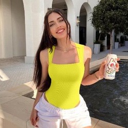 Body Feminino Modelador Canelado Sem Costura com Decote Quadrado