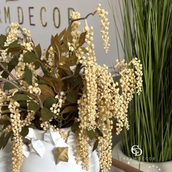 Folhagem Com Sementes E Galhos Creme Outono 55cm