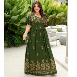 Vestido moda evangélica elegante luxo duna bordado maravilhoso