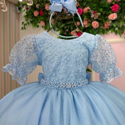 Vestido Luxo Inspiração Cinderela - Laize Bordado Azul