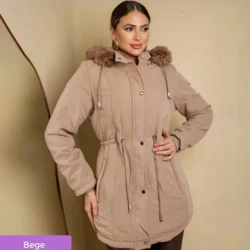 [Pague 1 Leve 2] Parka Feminina Premium Forrada com Ajuste na Cintura e Capuz Removível