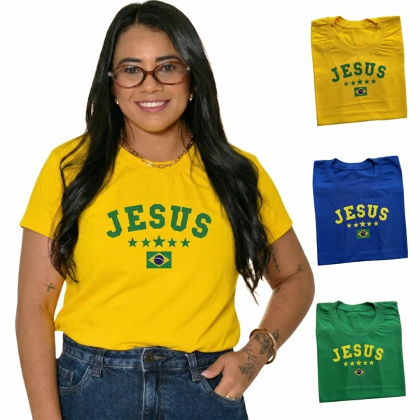 T-shirt Copa Brasil Jesus Amarela