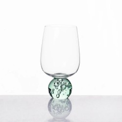Jogo 6 Taças Base Esfera Verde e Transparente 580ml