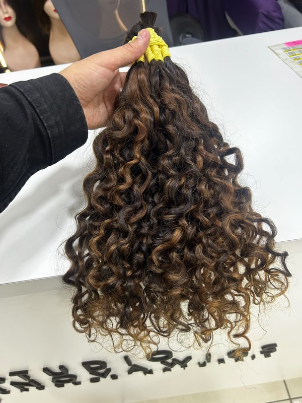 Cabelo Cacho Caipira Iluminado Escuro Fios de 55 cm (100g)