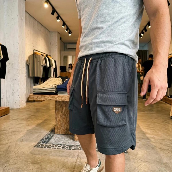 [Pague 3, Leve 5] Bermuda Draken Masculina em Malha Técnica Microperfurada, Ajuste de Tração e Bolsos Cargo Utilitários com Patch Tático Emborrachado