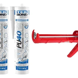 Kit 2 Pu 40 Branco 387g Tekbond + Pistola Aplicadora
