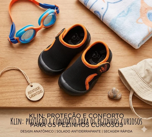 TENIS NEW CONFORT PRETO/LARANJA KLIN - 179086 