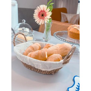 Cesta ou Fruteira Sisal com Forro 27cm x 21cm x 12,5 cm