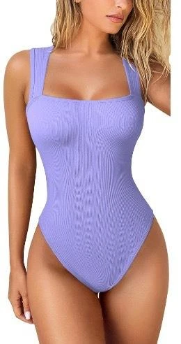 Body Feminino Modelador Canelado Sem Costura com Decote Quadrado