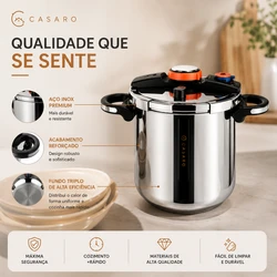[Leve 2, Pague só 1] Panela de Pressão Turbo de Aço Inoxidável + Brinde: Kit Utensílios
