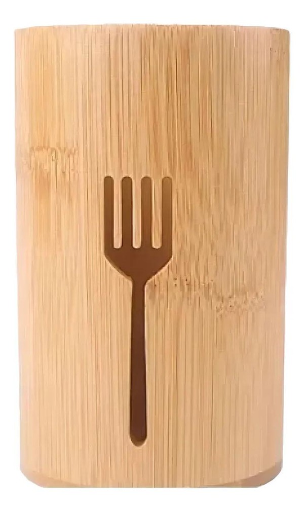 Kit Porta Talheres Bambu 3 Peças