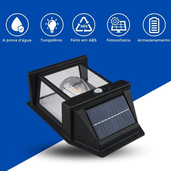 Luminária Solar Externa Potente Arandela Energia Solar