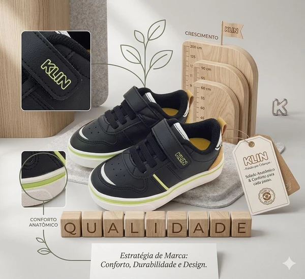 TÊNIS INFANTIL FREESTYLE KLIN PRETO/GELO/VERDE LIMA - 260060