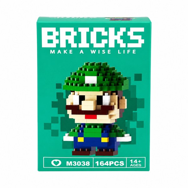 Mini Blocos de Montar Luigi Pixelado Colecionável - 164 Peça