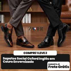 [COMPRE 1 E LEVE 2] – Sapatos Social Oxford Inglês em Couro Envernizado