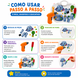 Kit Educativo Infantil Monta E Desmonta Com Parafusadeira