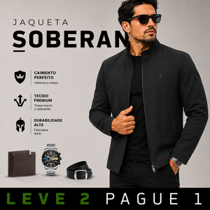 Jaqueta Masculina Soberano com Interior Forrado a Prova D’Água e Bolsos Internos +BRINDES: Relógio, Cinto e Carteira