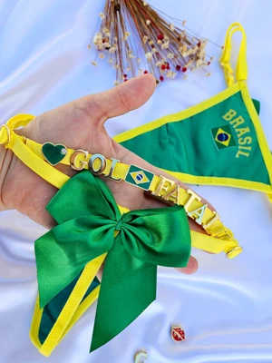 Calcinha Brasil Laço Personalizável 