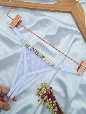 Calcinha Secretária Tule Corações Personalizável