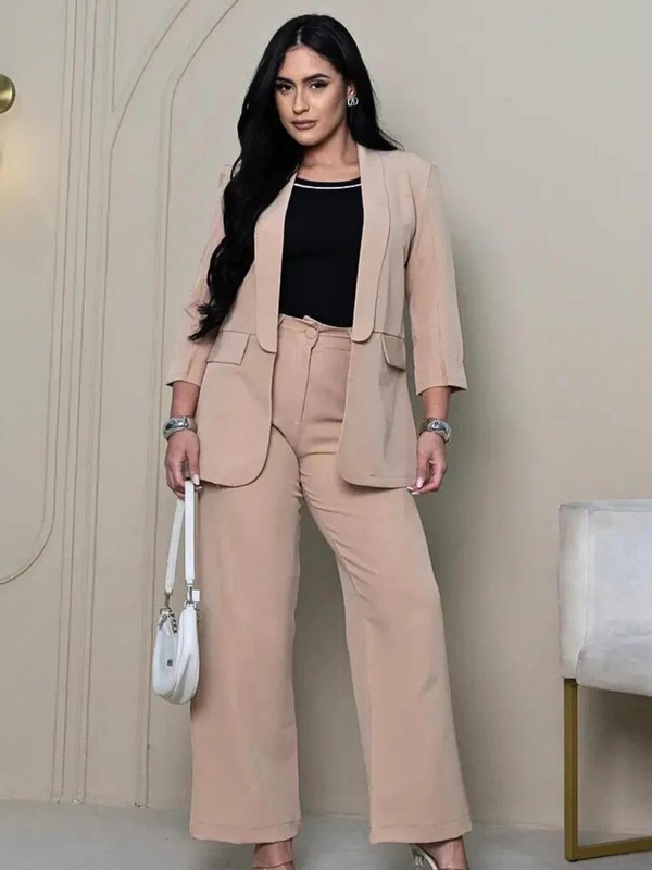 Conjunto Feminino Alfaiataria Premium – Blazer Moderno + Calça Pantalona Elegante