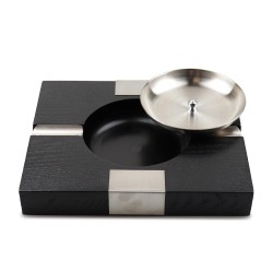 Cinzeiro para 2 Charutos de Madeira Meglio - Preto