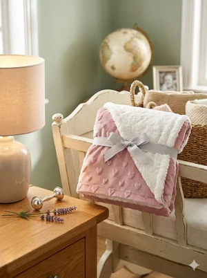 COBERTOR DOTS ESTAMPADO CHEVRON ROSA LAÇO BEBE EL3699
