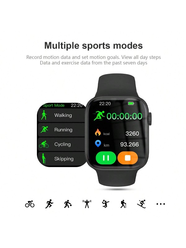 Relógio Inteligente de Silicone Unissex, com Suporte para Chamadas de Telefone, Podômetro, Contagem de Calorias, Alarme, Lembretes de Chamada/Mensagem, Tela Sensível ao Toque Full 2,01, Compatível com Android e iOS, Presente d