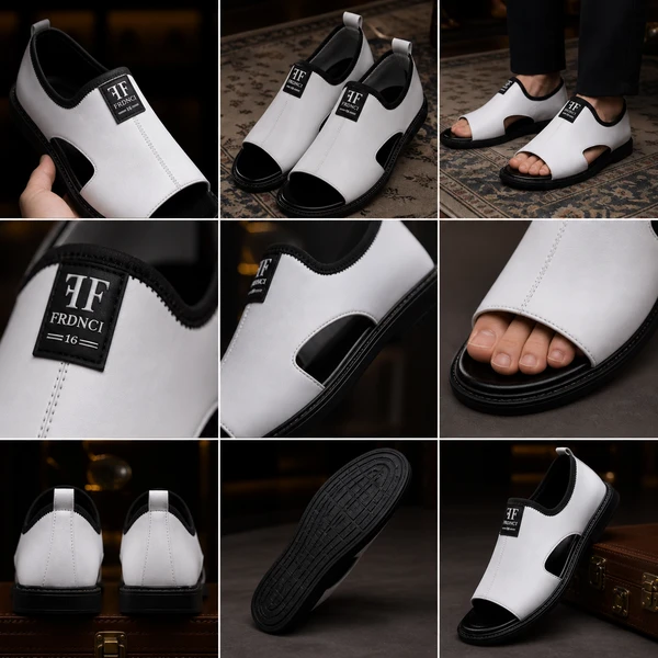 [COMPRE 1 E LEVE 2] Sandália Masculina em Couro – Elegante, Macia e e Respirável