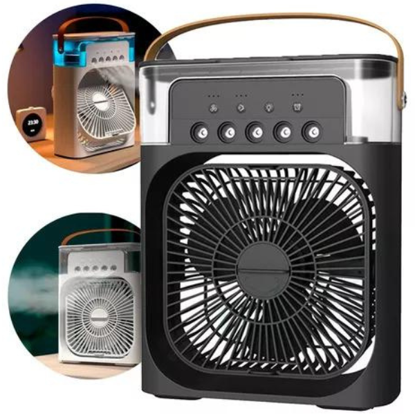 Ventilador Portátil de Mesa Mini Ar Condicionado preto