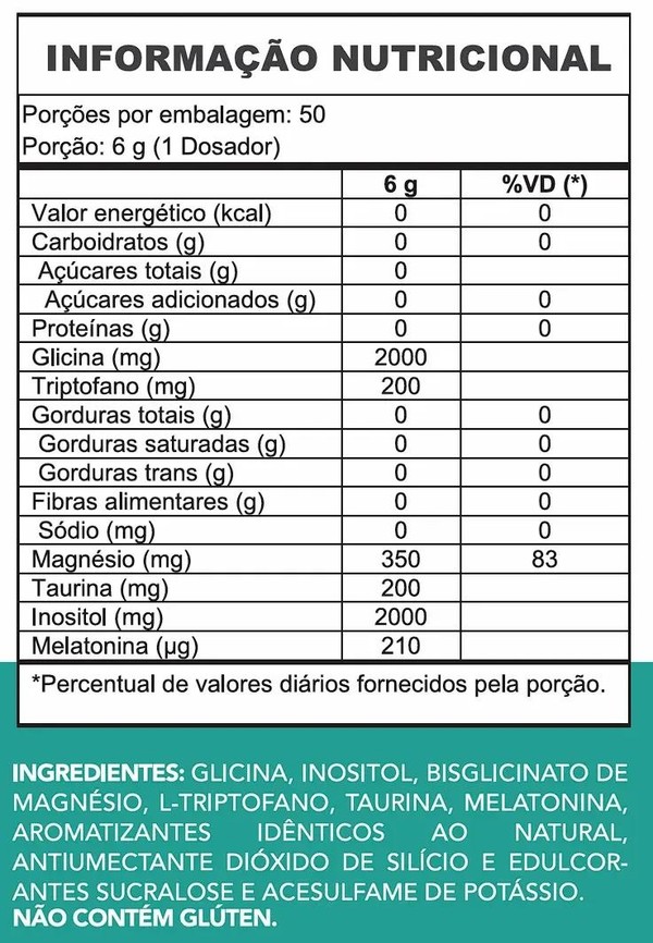 MAGNESIO INOSITOL - COM GLICINA, MELATONINA E TRIPTOFANO - 300G - CHEF WHEY