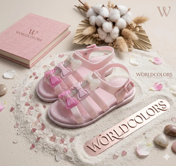 SANDALIA DROPS KIDS ROSA PEROLADO WORLDCOLORS 073025 