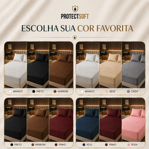 ProtectSoft™ – Pague 1, Leve 3 | Capa Impermeável Premium + 2 Fronhas [OFERTA LIMITADA 🔥]