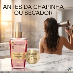 Elixir Ceramidas BeautyColor Sela Pontas Duplas e Controla Frizz em Cabelos Danificados por Química e Calor sem Deixar Aspecto Oleoso ou Pesado 40ml